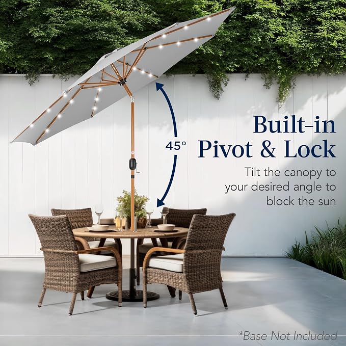 Best Choice Products 10ft Solar Market Patio Umbrella w/Woodgrain Pattern Pole - Image 5