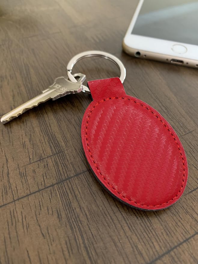 LaserGram Oval Keychain, Golf Ball, Personalized Engraving Included (Carbon Fiber Red)