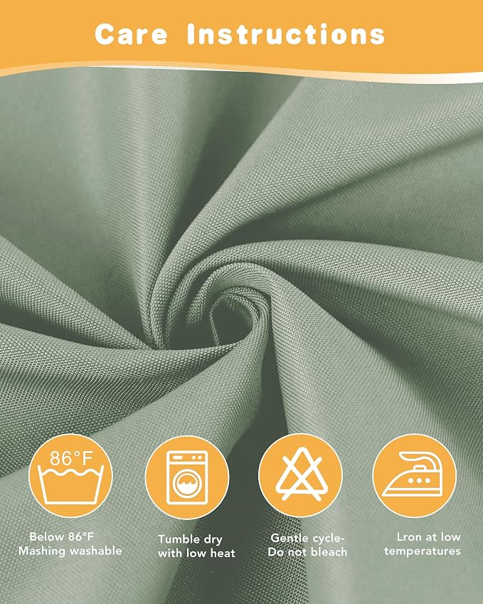 Outdoor Curtains for Patio Waterproof 4 Pcs 54x108 Inch Sage Green | Poolside - Image 5