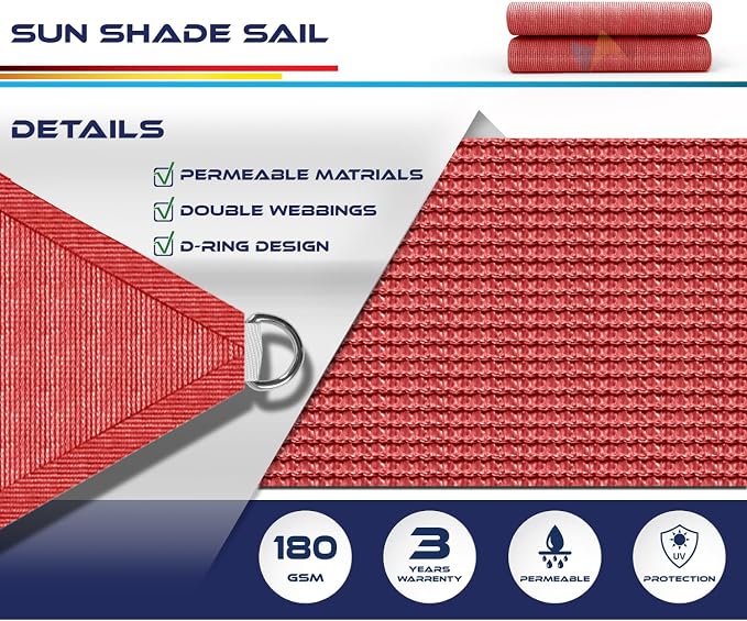 Windscreen4less 6' x 6' x 6' Sun Shade Sail Triangle Outdoor Canopy Cover UV - Image 3