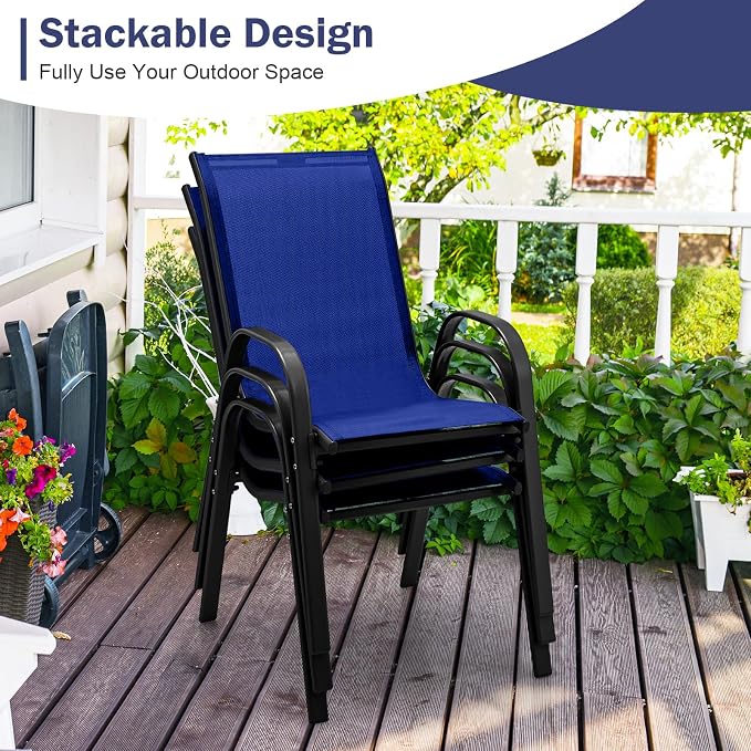 Giantex Patio Chairs Set of 2, Stackable Outdoor Dining Chairs - Image 4