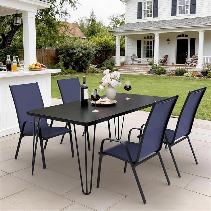 JEAREY Patio Dining Chairs Set of 4, Outdoor Stackable Dining Furniture Set - Image 4