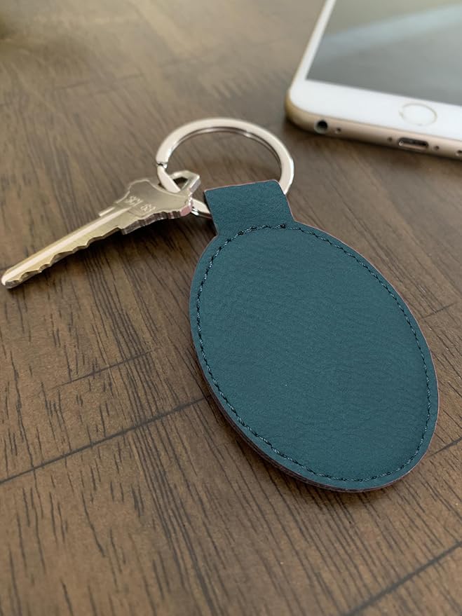 LaserGram Oval Keychain, Sunflowers, Personalized Engraving Included