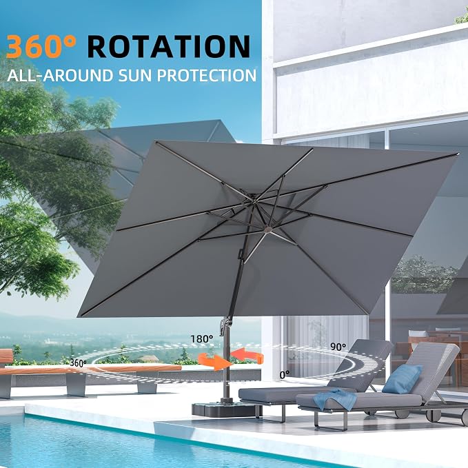 9' X 12' Cantilever Outdoor Patio Umbrellas - Image 4