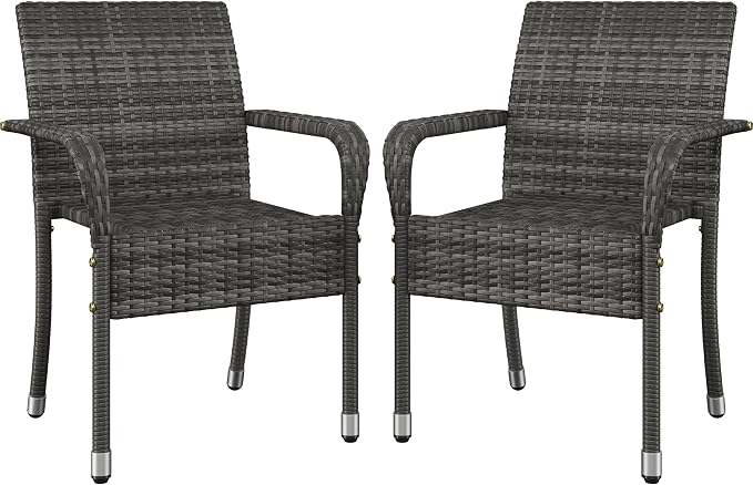 Yaheetech Set of 2 Stackable Outdoor Rattan Dining Chairs, All-Weather Firepits by Unknown