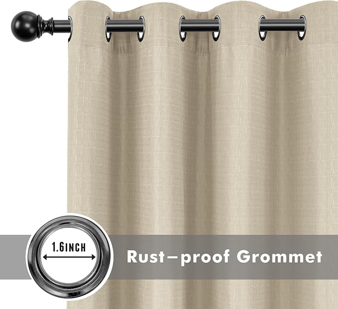 Linen Outdoor Curtains for Patio Waterproof 4 Pcs 54x84 In Cream | Light - Image 4
