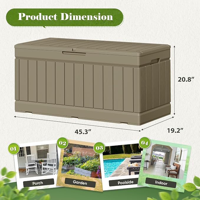 Flamaker Outdoor Storage Box 80 Gallon Resin Waterproof Deck Box | Delivery Box - Image 4