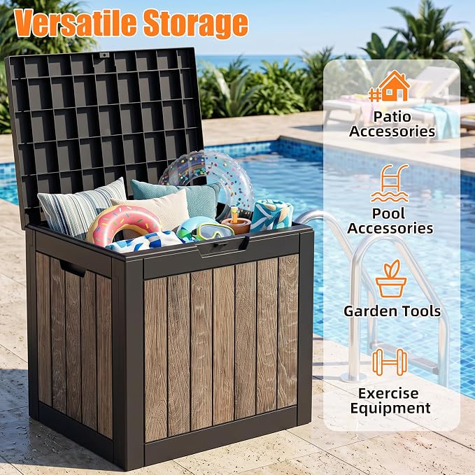 40 Gallon Outdoor Deck Box, Lockable Waterproof Resin Storage Container - Image 5