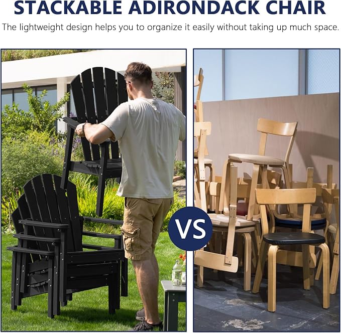 Stackable Set, 4 Chairs with 47in Table, All-Weather HDPE, HDPE All-Weather - Image 6