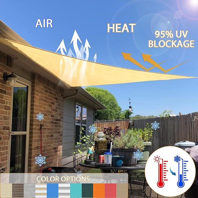 Windscreen4less 5' x 5' x 5' Sun Shade Sail Triangle Outdoor Canopy Cover UV - Image 4