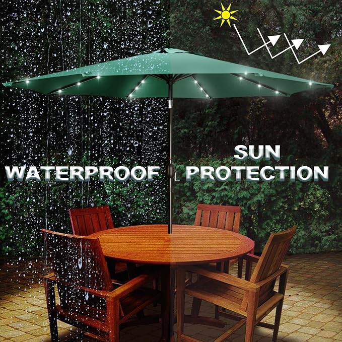 9 ft Solar Umbrella, Patio Umbrella - Image 5