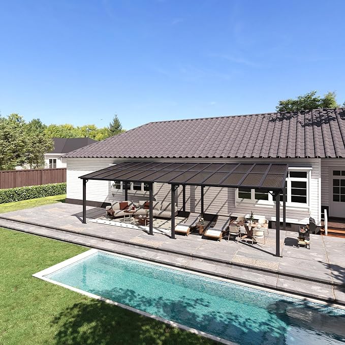 Aoxun 26’x10’ Gazebo with Aluminum Frame & Polycarbonate Panel, Outdoor Patio by Aoxun