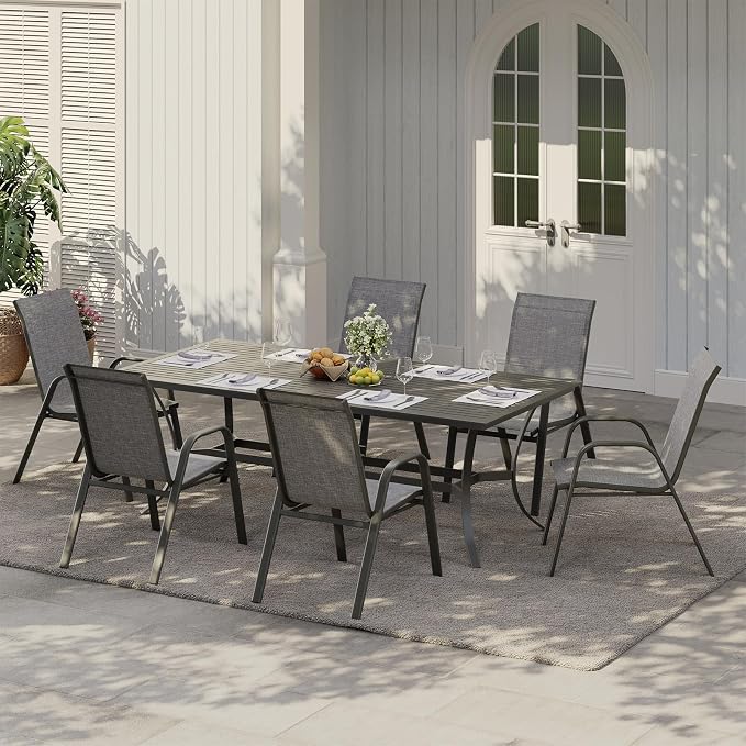 Patio Chairs Set of 6, Stackable Chairs - Image 2
