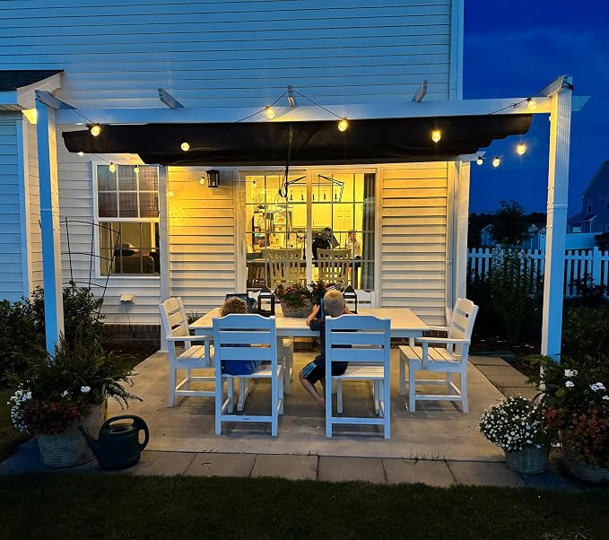 PURPLE LEAF Pergola 10' x 13' Outdoor White Retractable Canopy, Powder coat - Image 2