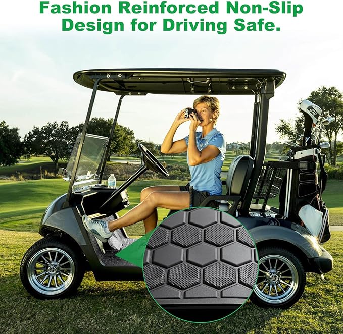 Golf Cart Floor Mat for Yamaha G29 Drive, Upgraded Non-Slip Full Coverage Liner Mats Replacement Thick Rubber, Fits Yamaha Drive (Gen1), G29, YDR, Adventurer (2007-2016)-Black Trim