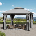 Patio Gazebo 10'x12' with LED Lights & Bluetooth Speaker, Heavy Duty Outdoor by CoveredOutdoor