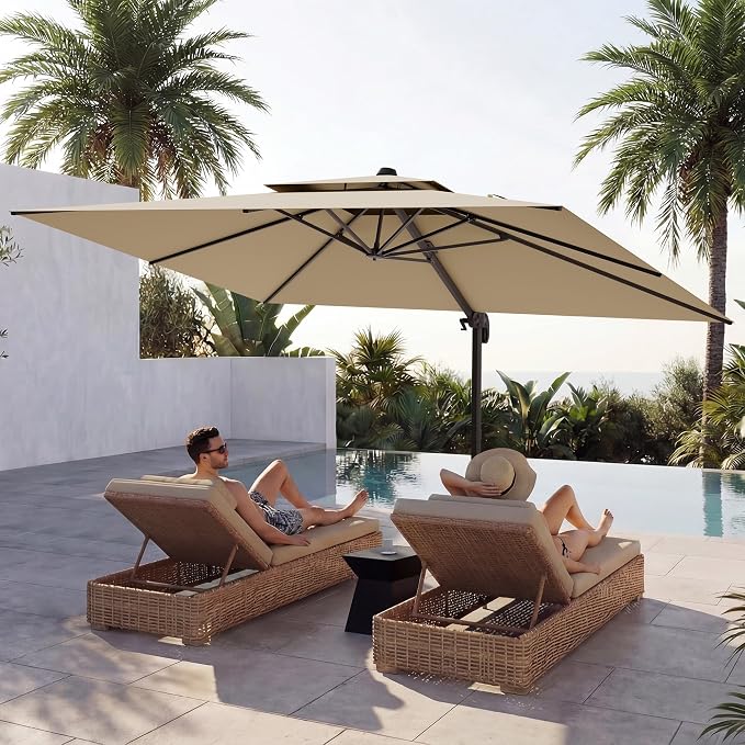 10x13 FT Patio Cantilever Umbrella, Rectangular Heavy Duty Offset Umbrella - Image 9