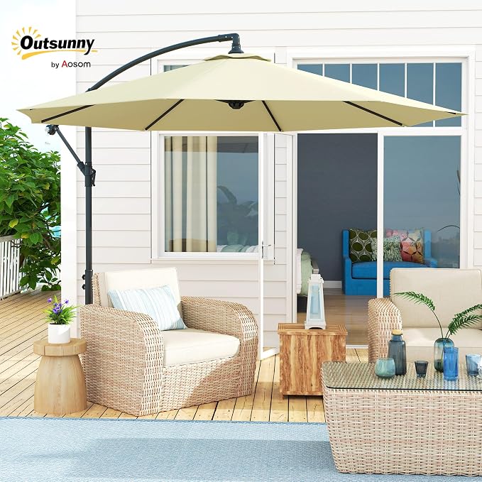 Outsunny 10' Cantilever Hanging Tilt Offset Patio Umbrella | UV & Water - Image 2