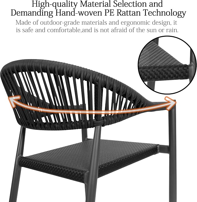TWT Patio Dining Chairs Outdoor Stackable - Image 3