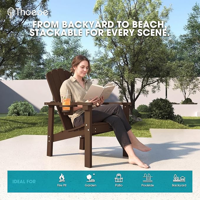 THOEOE Stackable Adirondack Chair Set of 6, Fire Pit Chairs, Space Saving - Image 7
