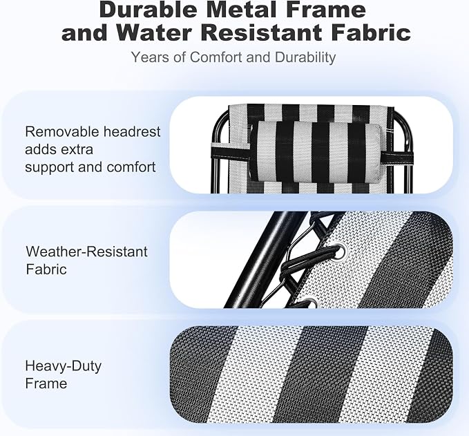 Nazhura Set of 2 Relaxing Recliners Patio Chairs Adjustable Steel Mesh Zero - Image 3