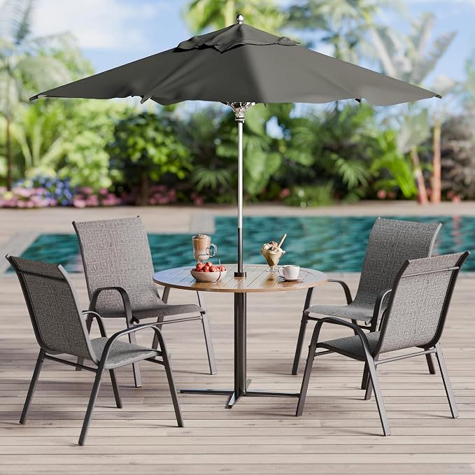 Patio Chairs Set of 4, Stackable Outdoor Dining Chairs Set - Image 5