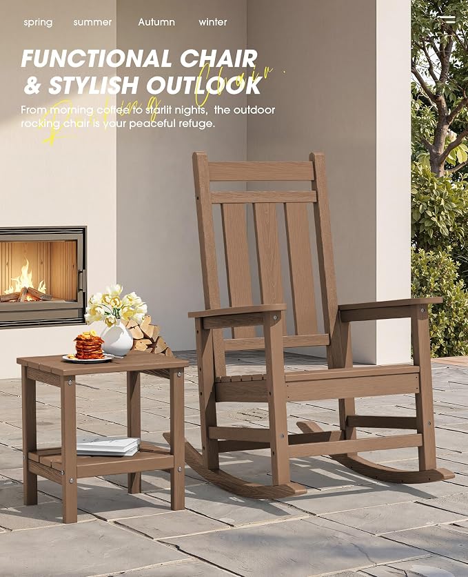 Oversized Outdoor Rocking Chair Set of 6, HDPE Patio Rockers - Image 5