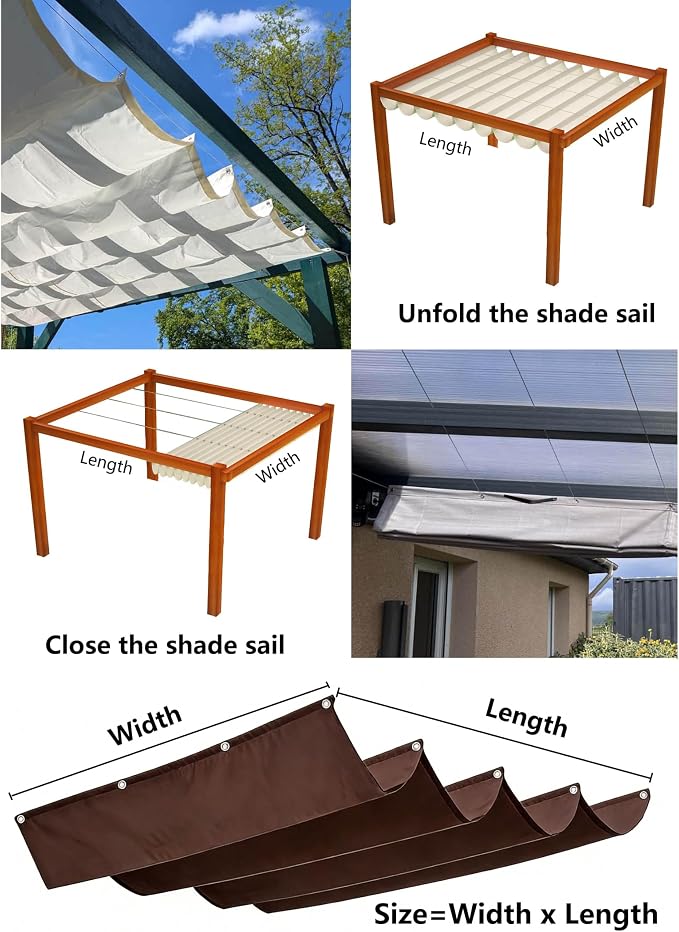 Retractable Waterproof Wave Awning Cover 8' x 12' - Image 5