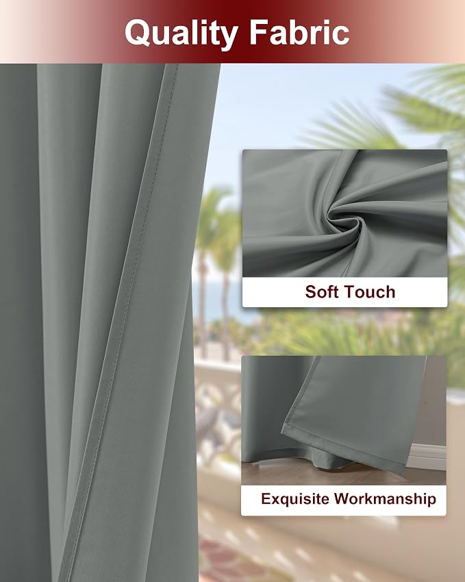 Grommet Outdoor Curtains for Patio Waterproof 8 Pcs 54x84 In Grey | - Image 4