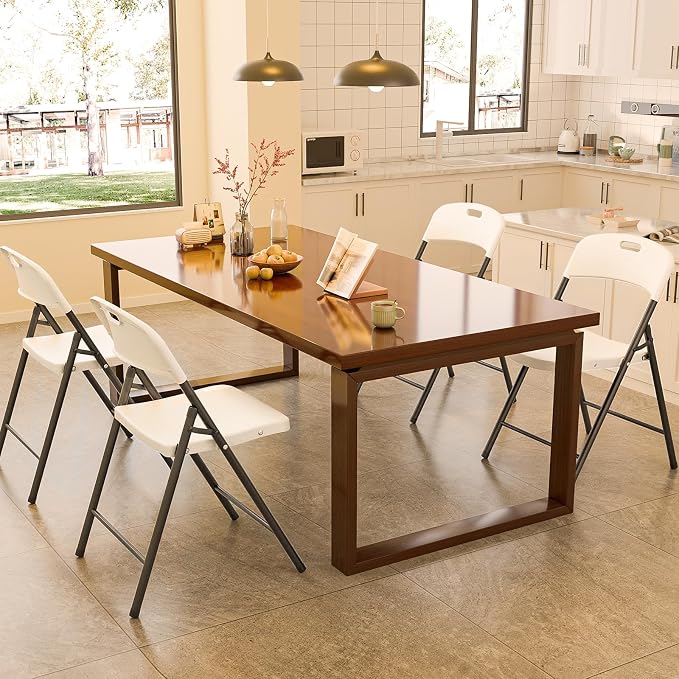 Bonnlo 4-Pack White Plastic Folding Chairs, Portable Seat - Image 7