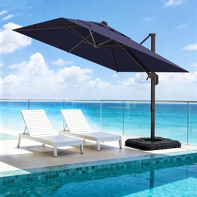 10' X 10' Patio Umbrella Cantilever Outdoor Rectangle Umbrella by ORYNTREX