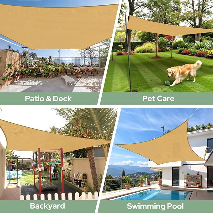 TasticTotes Rectangle Sun Shade Sail, 95% UV Blockage, Yard & Deck. Reinforced - Image 7