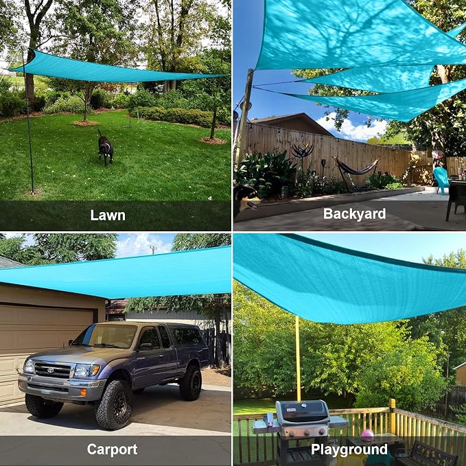 Sun Shade Sail 13' x 13' x 13' Turquoise Blue Triangle Shade | Outdoor sun - Image 8