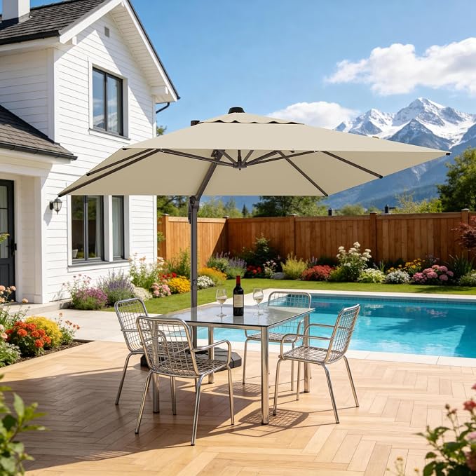 10' X 10' Patio Umbrella Cantilever Outdoor Rectangle Umbrella, Heavy Duty by ORYNTREX