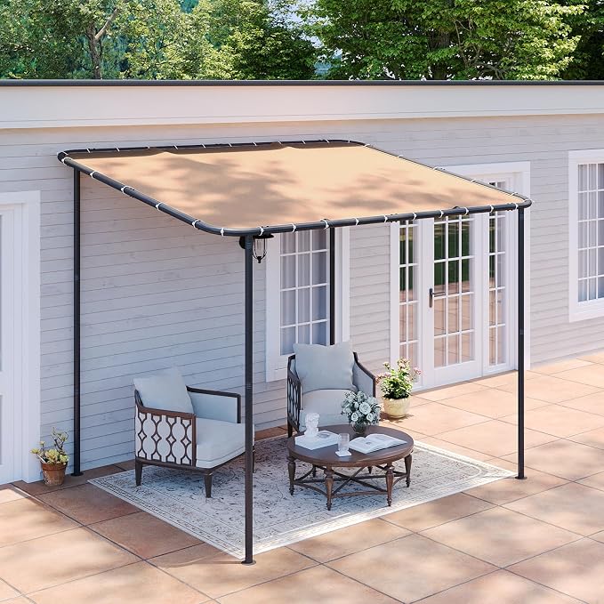Aoxun 10x8 Lean-to Gazebo, Sloped Roof Pergola Porch Canopy Awning by Aoxun