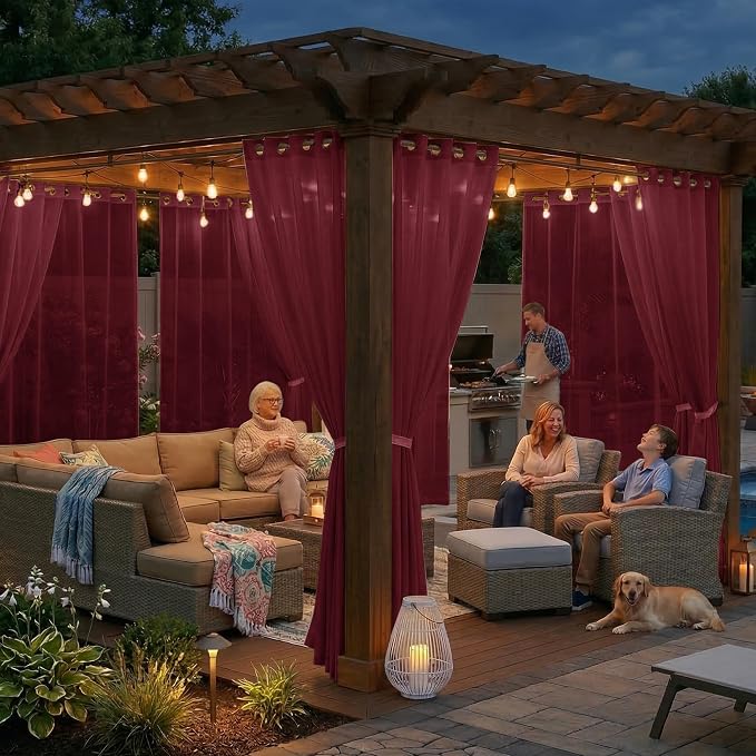 BONZER Waterproof Indoor/Outdoor Sheer Curtains - Image 6