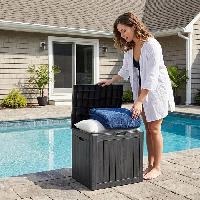 Outdoor Storage Box, 35 Gallon Waterproof Deck Box, Quick Snap-Lock Resin - Image 9