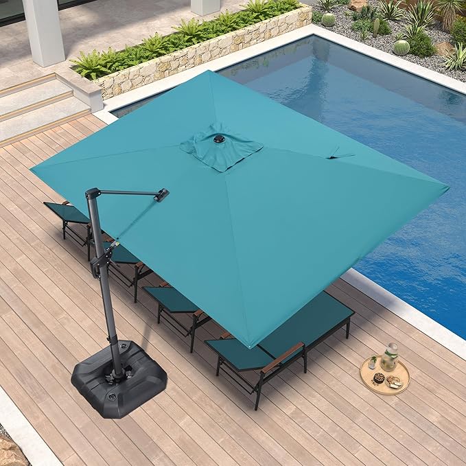 PURPLE LEAF Patio Umbrella 9' x 11.5' All-Day Shade Control Turquoise | More by PURPLELEAF