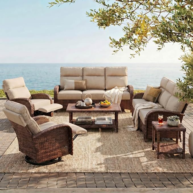 Resort-Grade Recliners Patio Furniture, 6.2" Ultra Thick Cushions | Heavy Duty by VELSCAPE