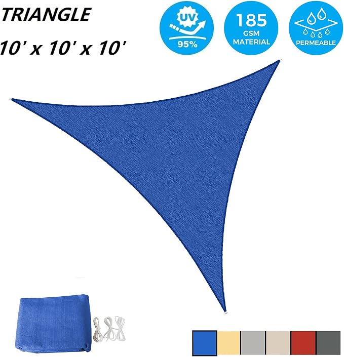 ASTEROUTDOOR Sun Shade Sail Triangle 10' x 10' x 10' UV Block Canopy - Image 2