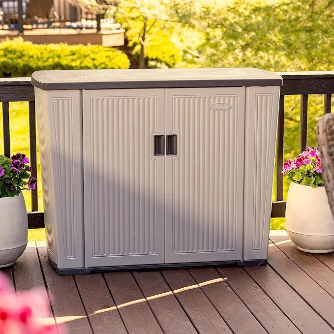 Suncast XL Outdoor Storage Cabinet, 130 Gal, Peppercorn Gray - Image 7