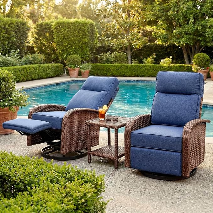 Resort-Grade Outdoor Swivel Recliner, 6.2" Ultra Thick Cushions | Heavy Duty by VELSCAPE