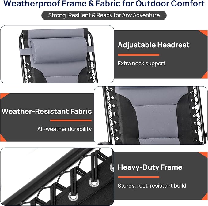 Zero Gravity Lawn Chairs, Oversized Padded Outdoor Chairs - Image 5