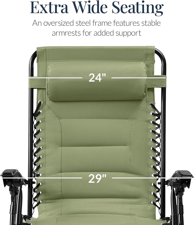 Best Choice Products Oversized Padded Zero Gravity Chair, Folding Outdoor Patio - Image 3
