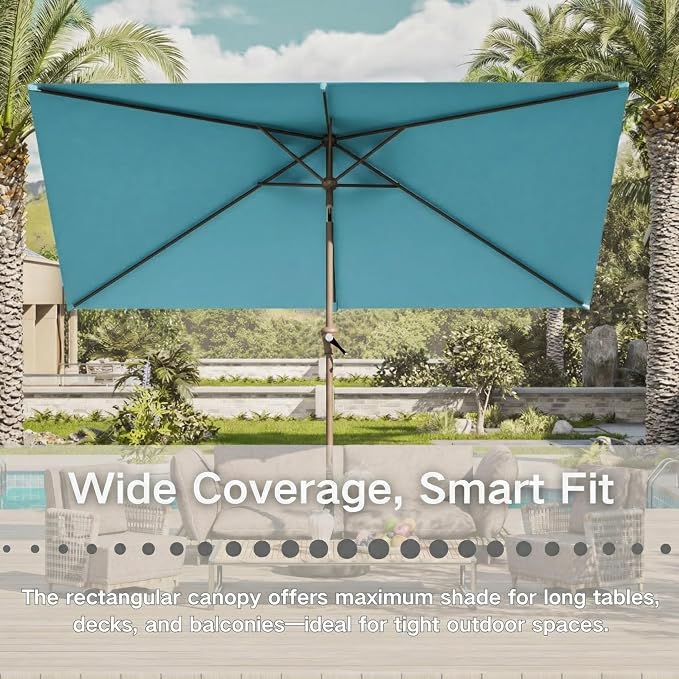 6.5' x 10' Rectangular Patio Umbrella Large Outdoor Market Umbrella w/UV - Image 7