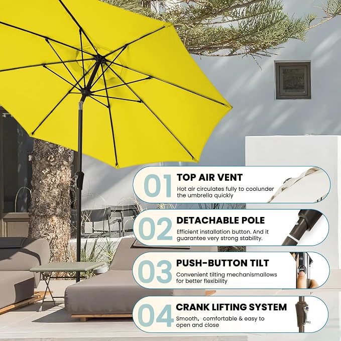 Patio Umbrella 9FT Outdoor Umbrella Patio - Image 4