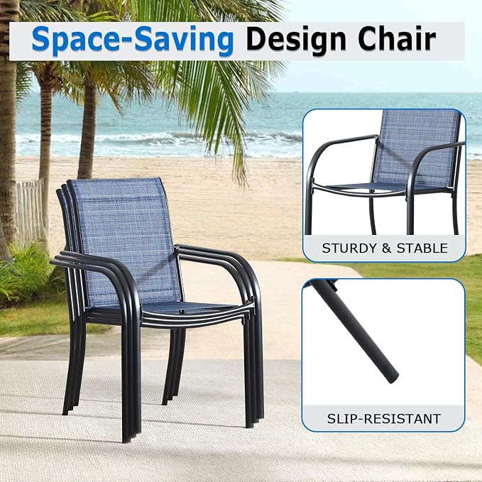 Outdoor Dining Chairs Set of 2, Stackable Patio Chairs - Image 3