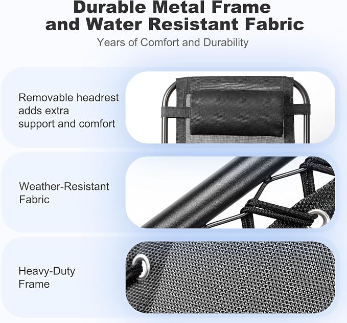 Nazhura Set of 2 Relaxing Recliners Patio Chairs Adjustable Steel Mesh Zero - Image 5