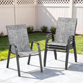 Outdoor Patio Chairs Set of 4 Stackable Dining Chairs All-Weather Textilene by CHINNLUU