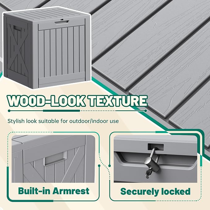 Devoko 40 Gallon Deck Box Lockable Outdoor Storage Box Waterproof - Image 2
